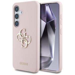 Etui Guess Silicone Big 4G Logo Bottom   Script Samsung Galaxy S25 różowy
