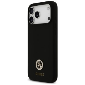 Etui Guess Silicone Logo Strass 4G       MagSafe do iPhone 17 Pro Max czarny