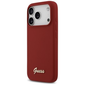Etui Guess Silicone Script Metal Logo    MagSafe do iPhone 17 Pro magenta