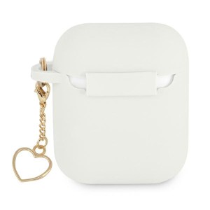 Guess  GUA2LSCHSH AirPods 1/2 cover biały/white Silicone Charm Heart Collection
