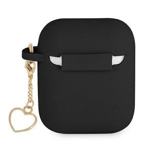 Guess GUA2LSCHSK AirPods 1/2 cover czarny/black Silicone Charm Heart Collection