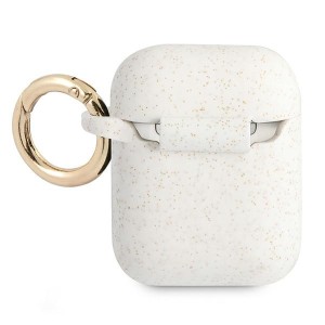 Guess GUA2SGGEH AirPods 1/2 coverbiały/white Silicone Glitter