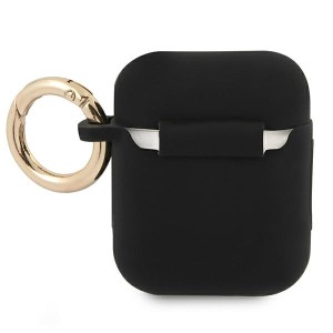 Guess GUA2SSSK AirPods 1/2 cover czarny/black Silicone Vintage Script