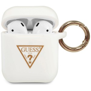 Guess GUACA2LSTLWH AirPods 1/2 coverbiały/white Silicone Triangle Logo