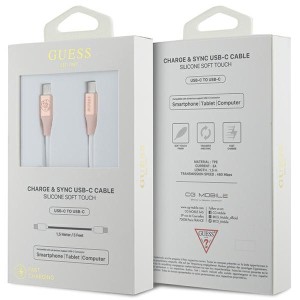 Guess GUCCLALRGDP kabel USB-C - USB-C1.5m Fast Charging różowy/pink Ebossed Logo