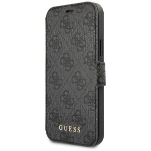 Guess GUFLBKSP12M4GG iPhone12/12 Pro 6,1" szary/grey book 4G Charms Collection