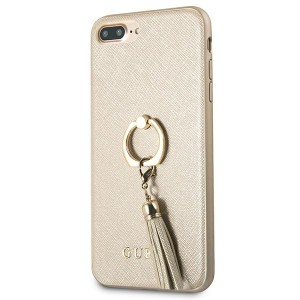 Guess GUHCI8LRSSABE iPhone 7/8 Plusbeige/beżowy hard case Saffiano with ring stand