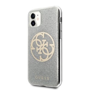 Guess GUHCN61PCUGLLG iPhone 11 6,1" / Xrjasnoszary/light grey hard case Glitter 4G Circle Logo