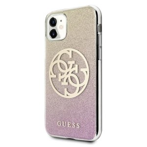 Guess GUHCN61PCUGLPGG iPhone 11 6,1" /Xr różowo-złoty/gold pink hard case Glitter 4G Circle Logo