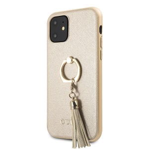 Guess GUHCN61RSSABE iPhone 11 6,1" / Xrbeige/beżowy hard case Saffiano with ring stand