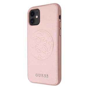 Guess GUHCN61RSSASRG iPhone 11 6,1" / Xrróżowo-złoty/rose gold hard case Saffiano 4G Circle Logo