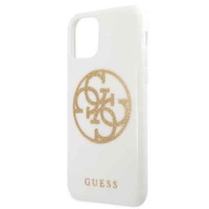 Guess GUHCN61TPUWHGLG iPhone 11 6,1" /Xr biały/white hard case Glitter 4G Circle Logo