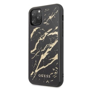 Guess GUHCN65MGGBK iPhone 11 Pro Maxczarny/black hard case Glitter Marble Glass