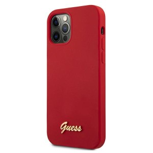 Guess GUHCP12LLSLMGRE iPhone12 Pro Max 6,7" czerwony/red hardcase Metal Logo Script