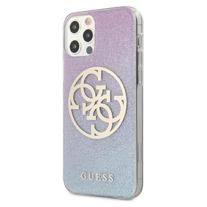 Guess GUHCP12LPCUGLBPG iPhone 12 Pro Maxniebieski/blue hard case Glitter Gradient 4G Circle Logo