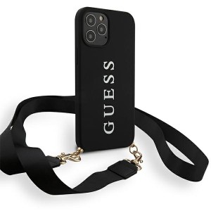 Guess GUHCP12LPUSTCRBK iPhone 12 Pro Max6,7" black/czarny hardcase Silicone Printed Logo Strap