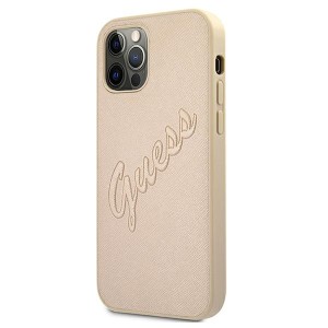 Guess GUHCP12LRSAVSLG iPhone 12 ProMax 6,7" złoty/gold hardcase Saffiano Vintage Script