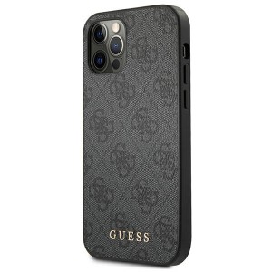Guess GUHCP12MG4GFGR iPhone 12 / 12 Pro6,1" szary/grey hard case 4G Metal Gold Logo