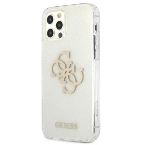 Guess GUHCP12MPCUGL4GTR iPhone 12/12 Pro6,1" transparent hard case Glitter 4G Big Logo