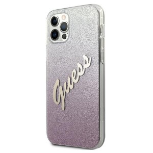 Guess GUHCP12MPCUGLSPI iPhone 12/12 Pro6,1" różowy/pink hardcase Glitter Gradient Script