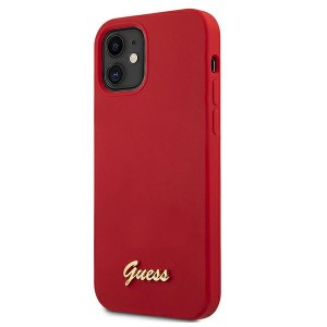 Guess GUHCP12SLSLMGRE iPhone12 mini 5,4" czerwony/red hardcase Metal Logo Script
