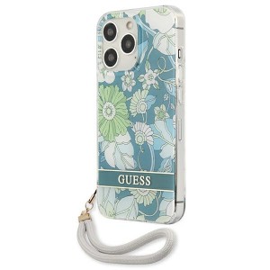 Guess GUHCP13LHFLSN iPhone 13 Pro / 13 6,1" zielony/green hardcase Flower Strap