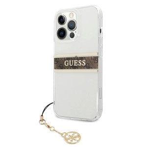 Guess GUHCP13LKB4GBR iPhone 13 Pro / 136,1" Transparent hardcase 4G Brown Strap Charm