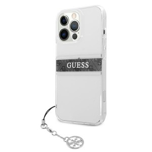 Guess GUHCP13LKB4GGR iPhone 13 Pro / 136,1" Transparent hardcase 4G Grey Strap Charm