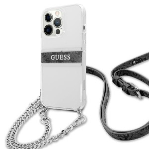 Guess GUHCP13LKC4GBSI iPhone 13 Pro / 136,1" Transparent hardcase 4G Grey Strap Silver Chain
