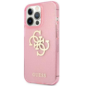 Guess GUHCP13LPCUGL4GPI iPhone 13 Pro /13 6,1" różowy/pink hard case Glitter 4G Big Logo