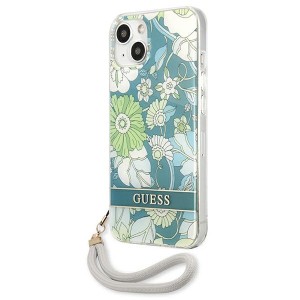 Guess GUHCP13MHFLSN iPhone 13 / 14 / 15 6.1" zielony/green hardcase Flower Strap