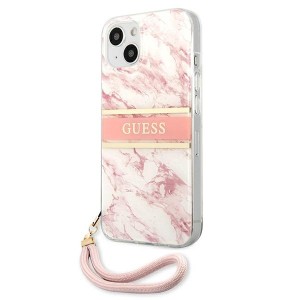 Guess GUHCP13SKMABPI iPhone 13 mini 5,4"różowy/pink hardcase Marble Strap Collection