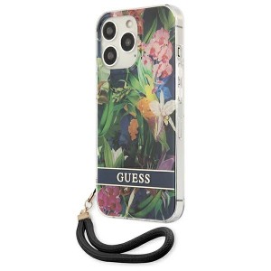 Guess GUHCP13XHFLSB iPhone 13 Pro Max6,7" niebieski/blue hardcase Flower Strap
