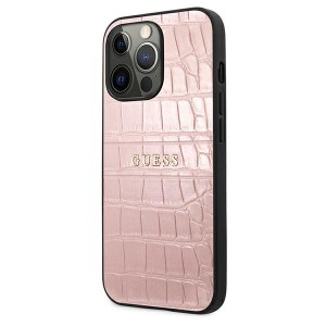 Guess GUHCP13XPCRBPI iPhone 13 Pro Max6,7" różowy/pink Croco Strap Collection