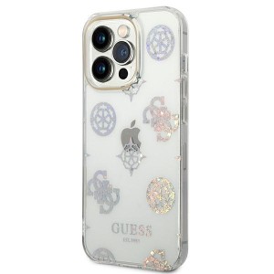 Guess GUHCP14LHTPPTH iPhone 14 Pro6,1" przezroczysty/transparent hard case Peony Glitter