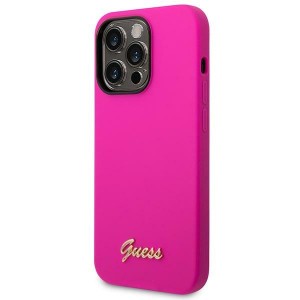 Guess GUHCP14LSLSMF iPhone 14 Pro6,1" fuksja/fuschia hard case Silicone Vintage Gold Logo