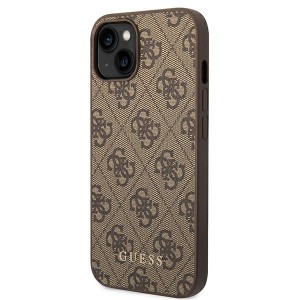 Guess GUHCP14SG4GFBR iPhone 14 / 15 / 136.1" brązowy/brown hard case 4G Metal Gold Logo