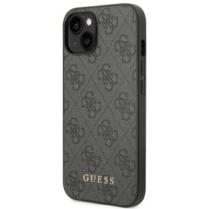 Guess GUHCP14SG4GFGR iPhone 14 / 15 / 136.1" szary/grey hard case 4G Metal Gold Logo