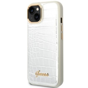 Guess GUHCP14SHGCRHS iPhone 14 / 15 / 13 6.1" srebrny/silver hardcase Croco Collection
