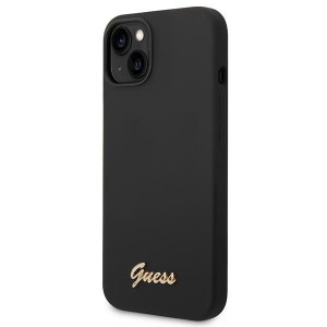 Guess GUHCP14SSLSMK iPhone 14 / 15 / 13 6.1" czarny/black hard case Silicone Vintage Gold Logo