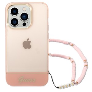 Guess GUHCP14XHGCOHP iPhone 14 Pro Max6,7" różowy/pink hardcase Translucent Pearl Strap