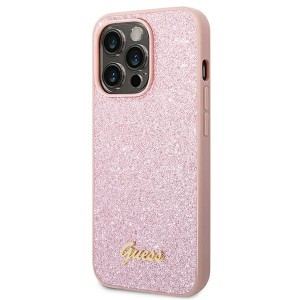 Guess GUHCP14XHGGSHP iPhone 14 Pro Max6,7" różowy/pink hard case Glitter Script