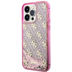 Guess GUHCP14XLC4PSGP iPhone 14 Pro Max6.7" różowy/pink hardcase Liquid Glitter 4G Transculent