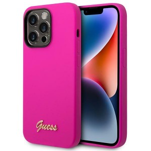 Guess GUHCP14XSLSMF iPhone 14 Pro Max6,7" fuksja/fuschia hard case Silicone Vintage Gold Logo