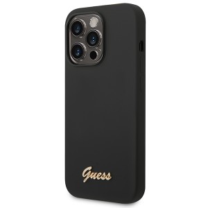 Guess GUHCP14XSLSMK iPhone 14 Pro Max6,7" czarny/black hard case Silicone Vintage Gold Logo