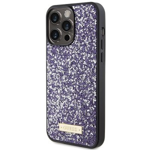 Guess GUHCP15LPFGSBSP iPhone 15 Pro 6.1" fioletowy/purple hardcase Rhinestone Metal Logo