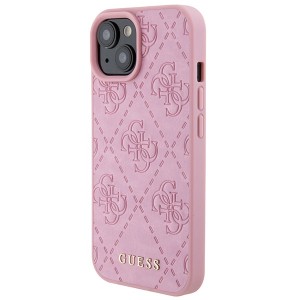 Guess GUHCP15SP4EPMP iPhone 15 / 14 / 13 6.1" różowy/pink hardcase Leather 4G Stamped