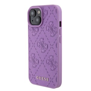 Guess GUHCP15SP4EPMU iPhone 15 / 14 / 13 6.1" fioletowy/light purple hardcase Leather 4G Stamped