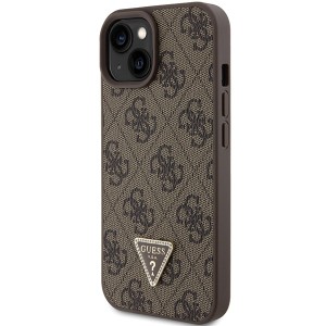 Guess GUHCP15SP4TDPW iPhone 15 / 14 / 13 6.1" brązowy/brown hardcase Leather 4G Triangle Strass