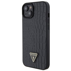 Guess GUHCP15SPCRTHCK iPhone 15 / 14 /13 6.1" czarny/black hardcase Croco Triangle Metal Logo
